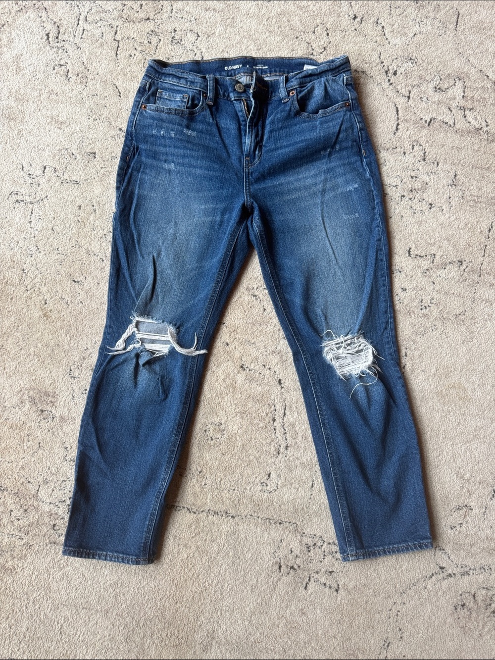 Old Navy Womens Ripped Boyfriend Jeans - Dark Blue
